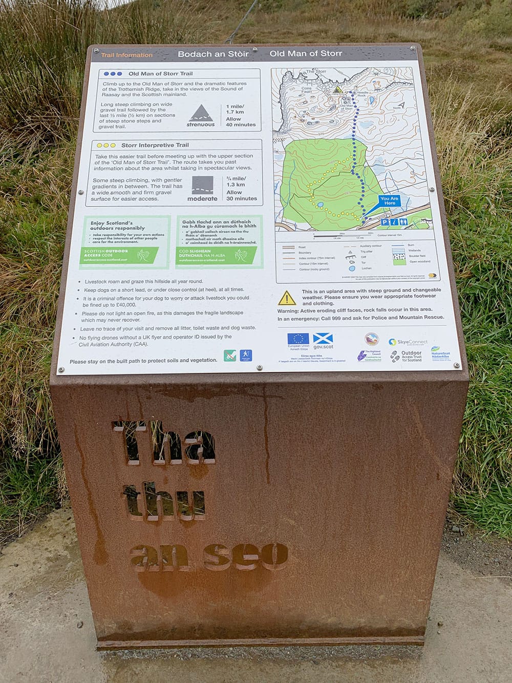 Información sobre los senderos del Old Man of Storr
