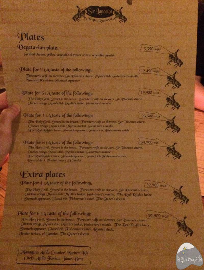 Platos especiales del restaurante Sr. Lancelot